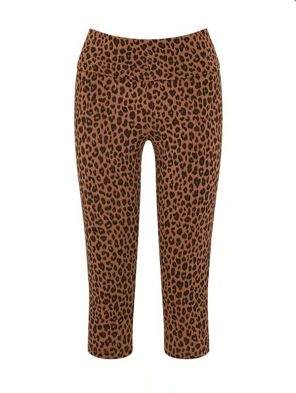 VS PINK All Day Cotton Foldover Capris & Campus Tee in Leopard Size Med / Large - Picture 4 of 8